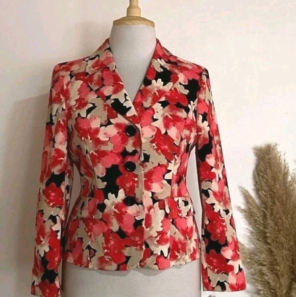 Le Suit Petite Floral Women's Blazer 3 Buttons Size 6P - Picture 2 of 7